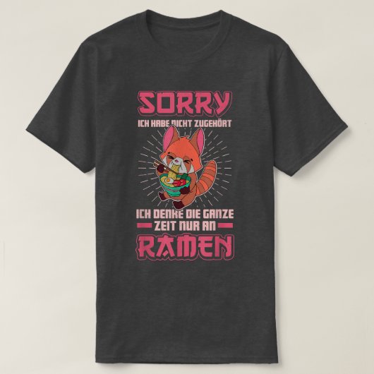 赤パンダラーメン日本食アジ日本のア Tシャツ (デザイン正面)