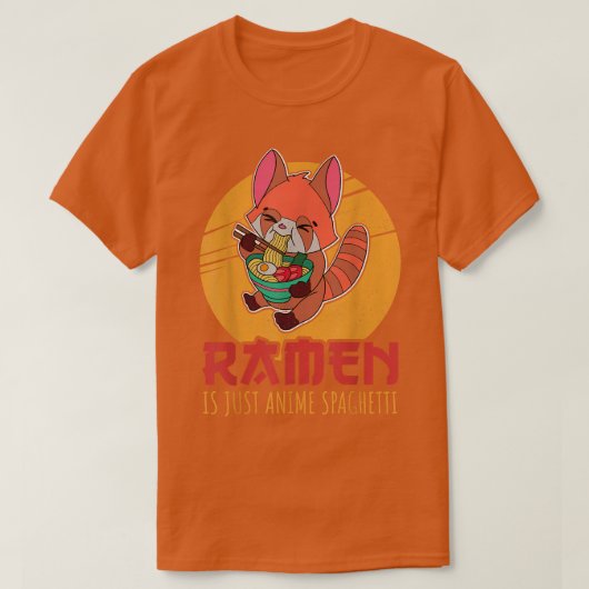 赤パンダラーメン日本食アジ日本のア Tシャツ (デザイン正面)