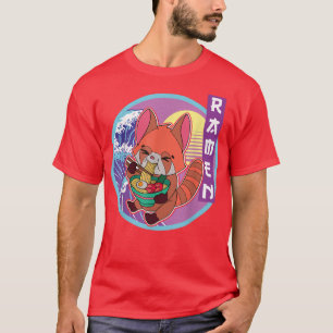 赤パンダラーメン日本食アジ日本のア Tシャツ