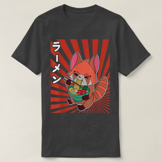 赤パンダラーメン日本食アジ日本のア Tシャツ (デザイン正面)