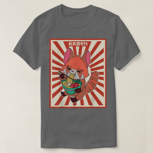 赤パンダラーメン日本食アジ日本のア Tシャツ (デザイン正面)