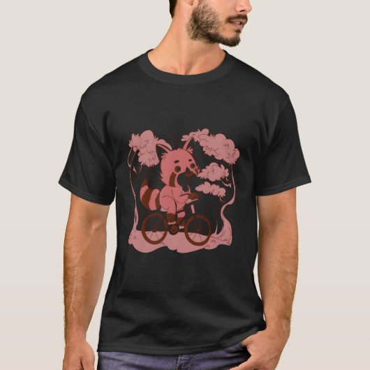 赤パンダ乗用自転車 Tシャツ (正面)