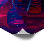 赤パンダ侍とカタ白熱［赤熱］光を放つナファンタジー ポスター (角)