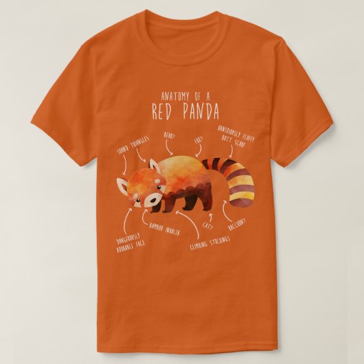 赤パンダ動物解剖学1 Tシャツ (デザイン正面)