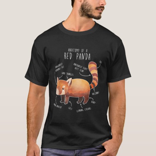 赤パンダ解剖学的野生動物自然 Tシャツ (正面)