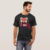 赤パンダ食べラーメン Tシャツ (正面フル)