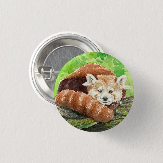 赤パンダ 缶バッジ (正面&裏面)