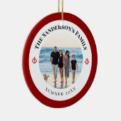 赤パーソナライズされたいいかりの黒い丸の写真 セラミックオーナメント (右)