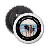 赤パーソナライズされたいいかりの黒い丸の写真 栓抜き (正面)