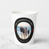 赤パーソナライズされたいいかりの黒い丸の写真 紙コップ (正面)