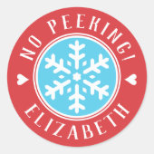 赤パーソナライズされたいクリスマスプレゼントのピークなし ラウンドシール (正面)