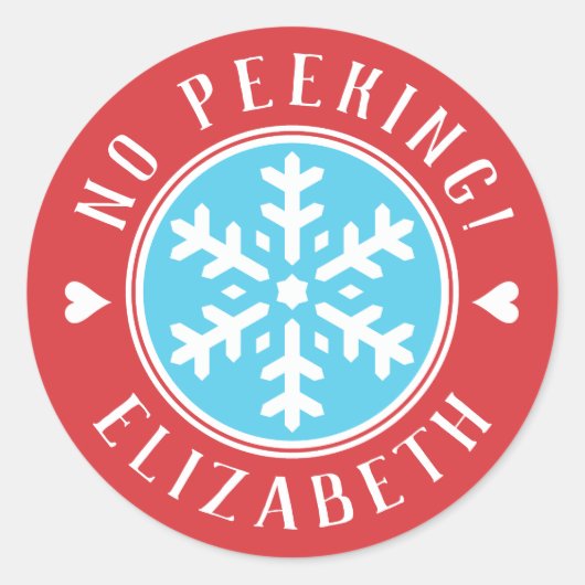 赤パーソナライズされたいクリスマスプレゼントのピークなし ラウンドシール (正面)