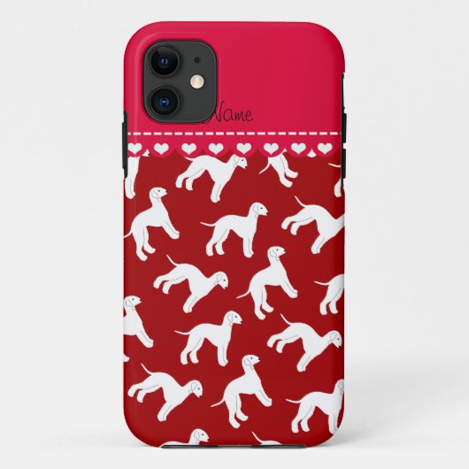 赤パーソナライズされたいベッドリントンのテリア犬の名前 Case-Mate iPhoneケース (裏面)