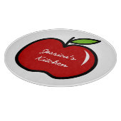 赤パーソナライズされたいリンゴの果実ガラス切断板 カッティングボード (角)