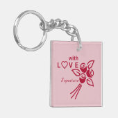 赤パーソナライズされたい❤️バラ キーホルダー (正面左)