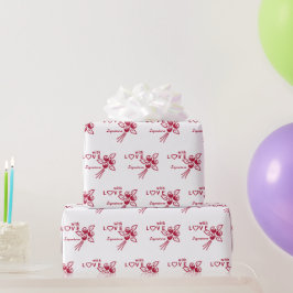 赤パーソナライズされたい❤️バラ ラッピングペーパー