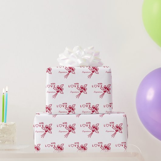 赤パーソナライズされたい❤️バラ ラッピングペーパー (パーティーギフト)