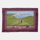 赤パーソナライズされたお母さん向け退職祝い キッチンタオル (横)