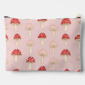 赤パーソナライズされたお洒落ピンクマッシュルームパターン アクセサリーポーチ (裏面)