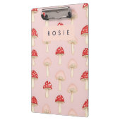 赤パーソナライズされたお洒落ピンクマッシュルームパターン クリップボード (左)