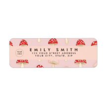 赤パーソナライズされたお洒落ピンクマッシュルームパターン