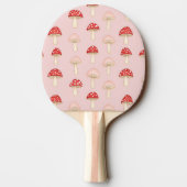 赤パーソナライズされたお洒落ピンクマッシュルームパターン 卓球ラケット (裏面)