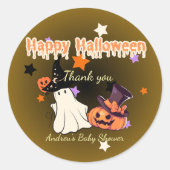 赤パーソナライズされたちゃんシャワーありがとうステッカー ラウンドシール (正面)