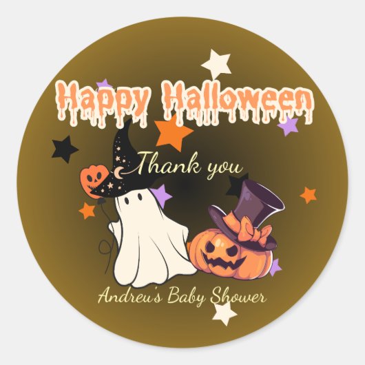 赤パーソナライズされたちゃんシャワーありがとうステッカー ラウンドシール (正面)