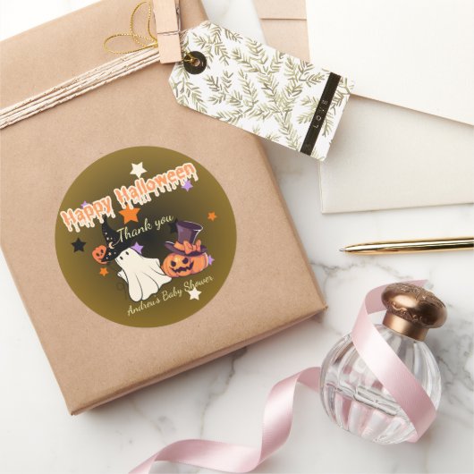 赤パーソナライズされたちゃんシャワーありがとうステッカー ラウンドシール (ギフト)