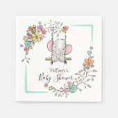 赤パーソナライズされたちゃんシャワーかわいい象の男の子フローラ スタンダードカクテルナプキン (正面)