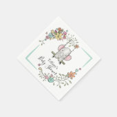 赤パーソナライズされたちゃんシャワーかわいい象の男の子フローラ スタンダードカクテルナプキン (角)