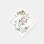 赤パーソナライズされたちゃんシャワーかわいい象ガールフローラ スタンダードカクテルナプキン (角)