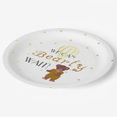 赤パーソナライズされたちゃんシャワーを待つ ペーパープレート (アングル)