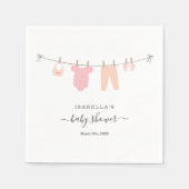 赤パーソナライズされたちゃんシャワーガールズピンク&コーラル スタンダードカクテルナプキン (正面)