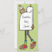 赤パーソナライズされたちゃんシャワーダークスキントーン 招待状 (正面)