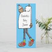 赤パーソナライズされたちゃんシャワーダークスキントーン 招待状 (スタンド正面)