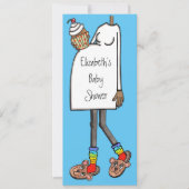 赤パーソナライズされたちゃんシャワーダークスキントーン 招待状 (正面)