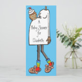 赤パーソナライズされたちゃんシャワーダークスキントーン 招待状 (スタンド正面)