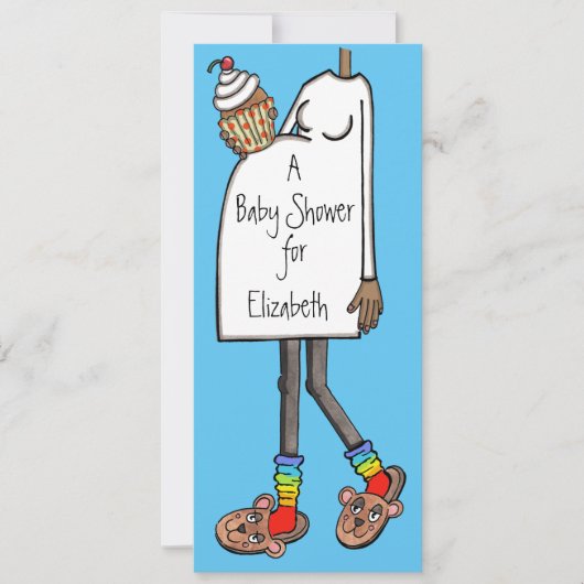 赤パーソナライズされたちゃんシャワーダークスキントーン 招待状 (正面)