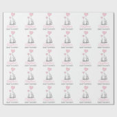 赤パーソナライズされたちゃんシャワーピンク象ガール ラッピングペーパー (フラット)