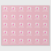 赤パーソナライズされたちゃんシャワーピンク足ハート ラッピングペーパー (フラット)