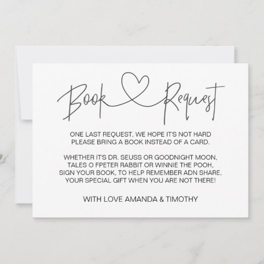 赤パーソナライズされたちゃんシャワーブックリクエストカード 招待状 (正面)