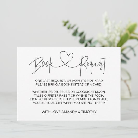 赤パーソナライズされたちゃんシャワーブックリクエストカード 招待状 (スタンド正面)