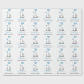 赤パーソナライズされたちゃんシャワーブルーエレファントボーイ ラッピングペーパー (フラット)