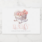 赤パーソナライズされたちゃんシャワーベビーバスケット スパークリングワインラベル (シングルラベル)