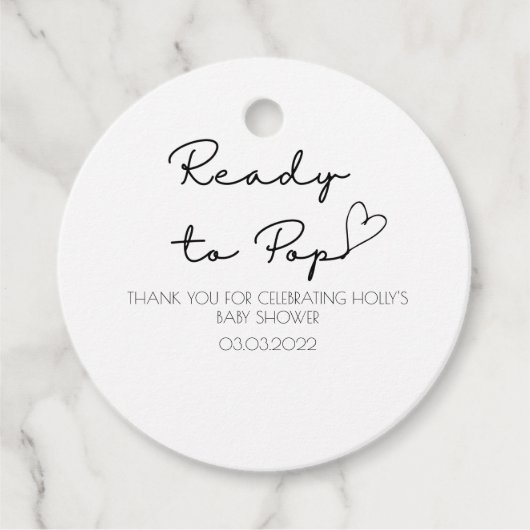 赤パーソナライズされたちゃんシャワーメッセージカード フェイバータグ (正面)