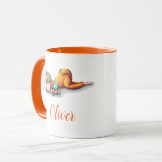 赤パーソナライズされたちゃんシャワー中性ベビー睡眠用マグカップ マグカップ (正面左)