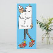 赤パーソナライズされたちゃんシャワー中肌トーン 招待状 (スタンド正面)