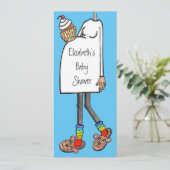 赤パーソナライズされたちゃんシャワー中肌トーン 招待状 (スタンド正面)