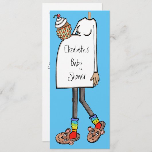 赤パーソナライズされたちゃんシャワー中肌トーン 招待状 (正面/裏面)